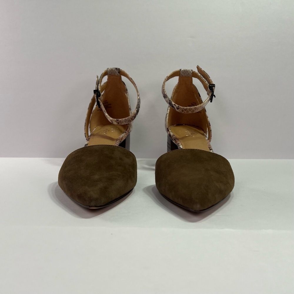 Crown Vintage Vavi Pump - green suede/brown snake skin faux leather, size 8 - Picture 3 of 11